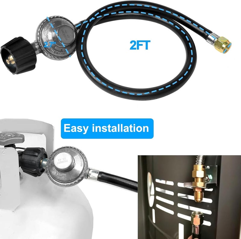 GrillAce 2-Feet propane Gas Grill Regulator and Hose, Replacement for Weber, Charbroil, Nexgrill Grill, Propane Patio Heater and Fire Pit…… - Image 2
